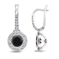 Auriya 1 2Ct To 3Ct Tdw Black Diamond Halo Dangle Earrings 14K White Gold