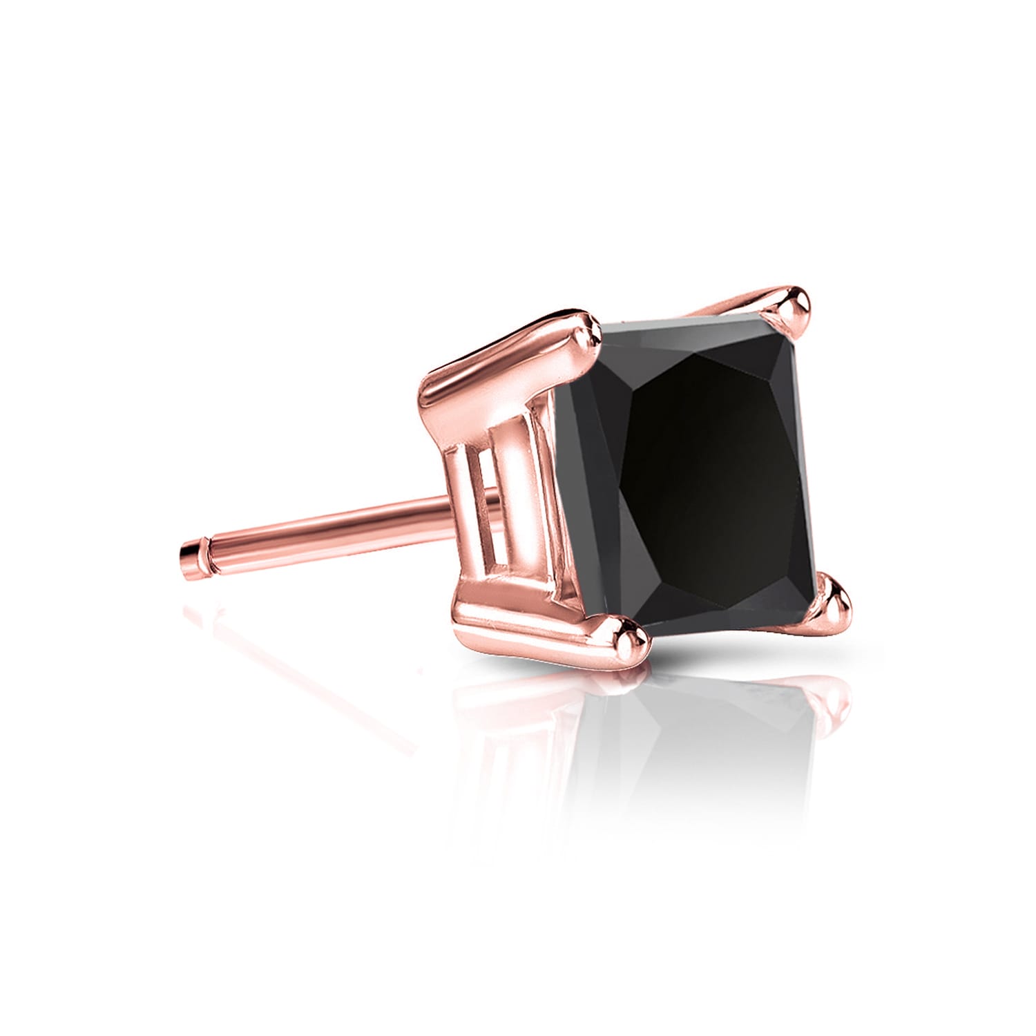 Auriya 14K Gold 1 2Ct Tdw Princess Cut Single Stud 1 Black Diamond Earring