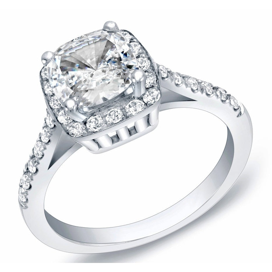 Auriya 1 3 4Ct Tdw Cushion Cut Diamond Halo Engagement Ring 14K Gold