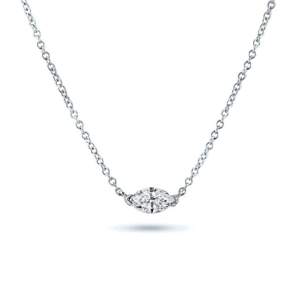 Auriya 14K Gold 1 3Ct Marquise Cut Diamond Solitaire Necklace