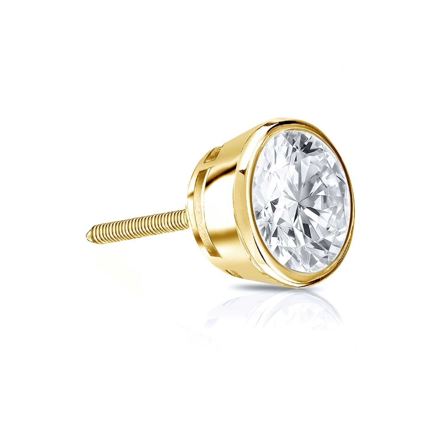 Auriya 14K Gold 1 3Ct Tdw Round Bezel Set Single Stud 1 Diamond Earring