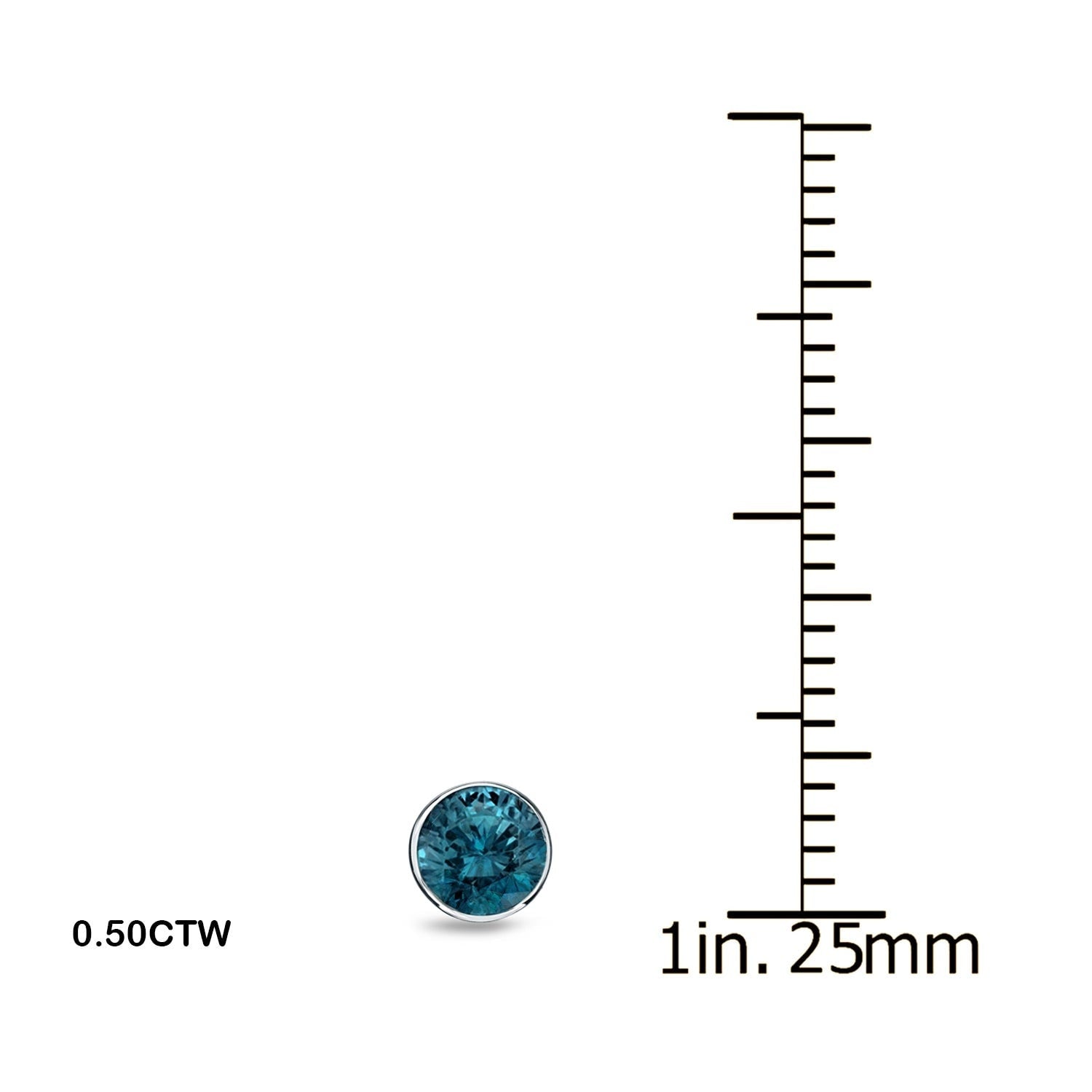 Auriya 1 4Ct To 2Ct Tdw Round Blue Diamond Stud Earrings In 14K White Gold Bezel Set