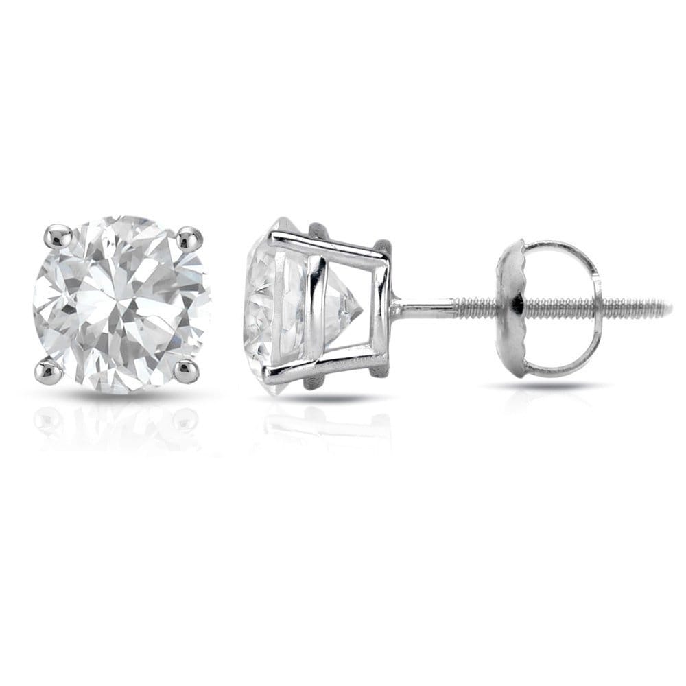 14K White Gold Round 1 4Ct To 1Ct Diamond Solitaire Stud Earrings By Auriya