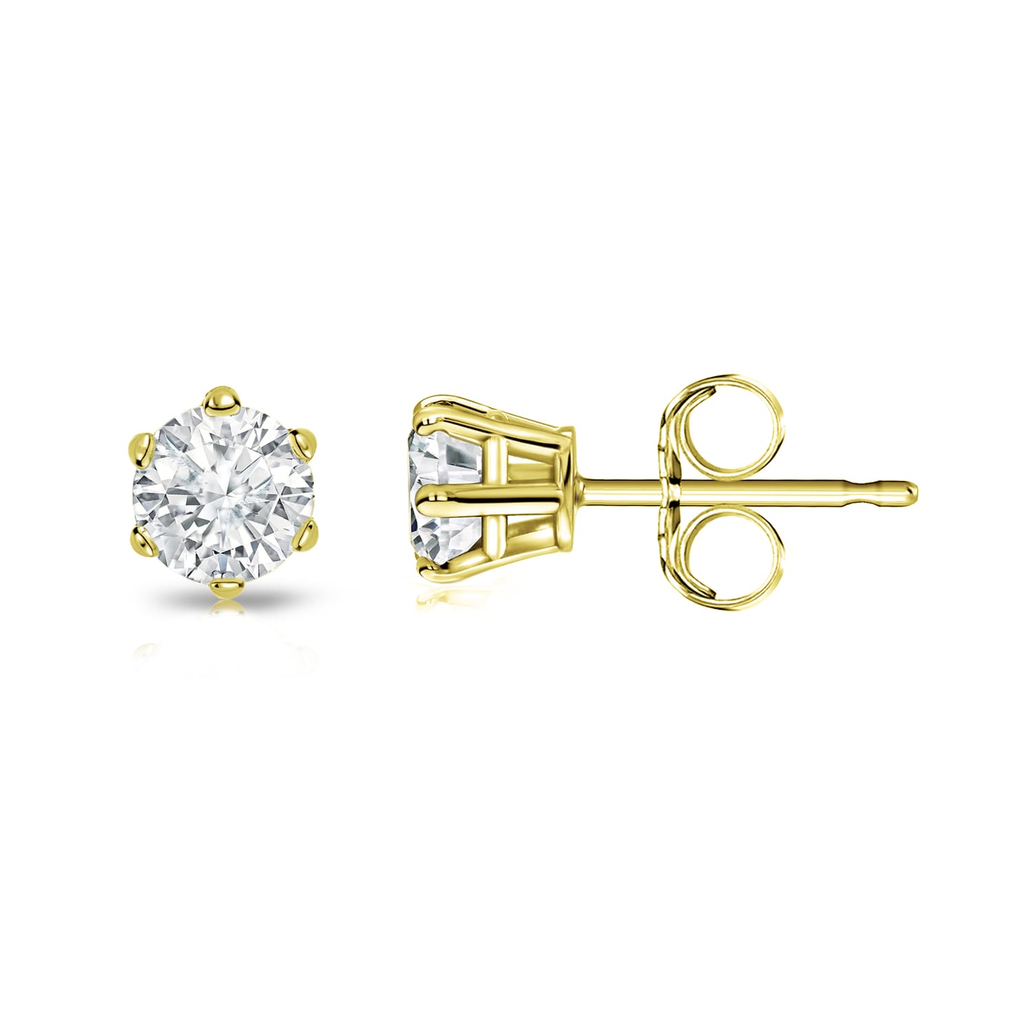 Auriya 1 4Ctw Round Solitaire Diamond Stud Earrings By 14K Gold 6 Prong