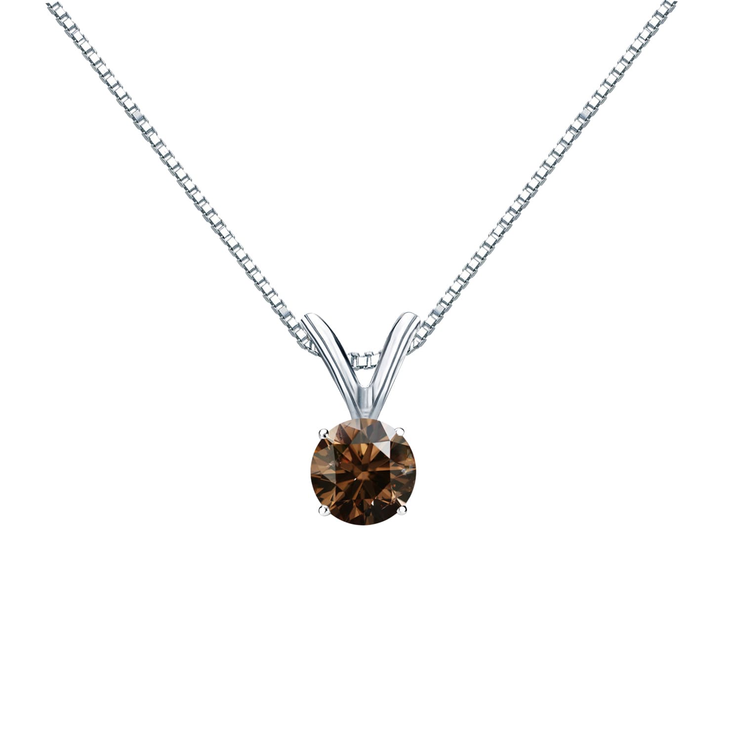 14K Gold Round 1 4Ct Tdw Solitaire Brown Diamond Necklace By Auriya