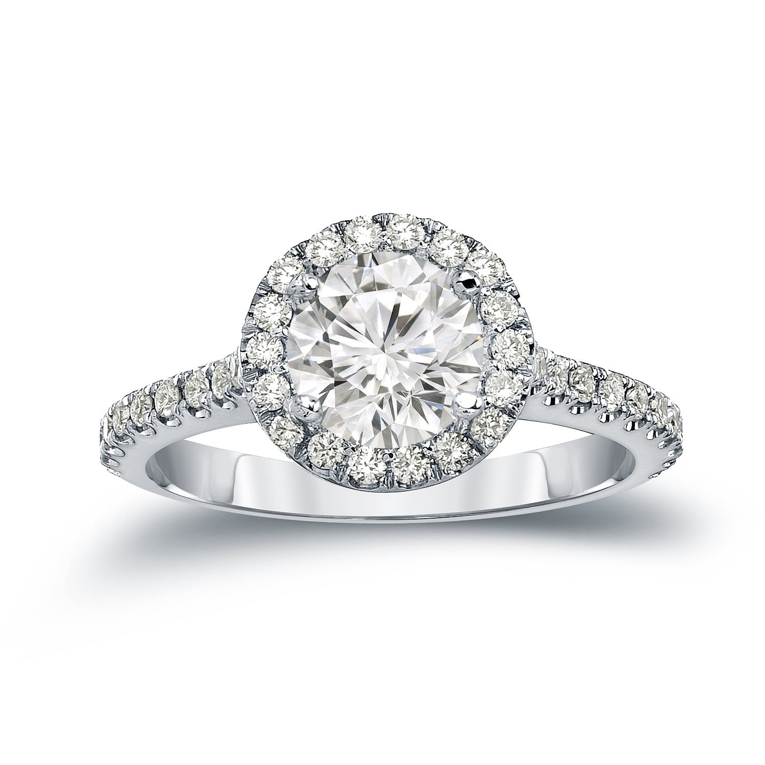 Auriya 1 7 8Ctw Round Diamond Halo Engagement Ring 14K Gold Certified