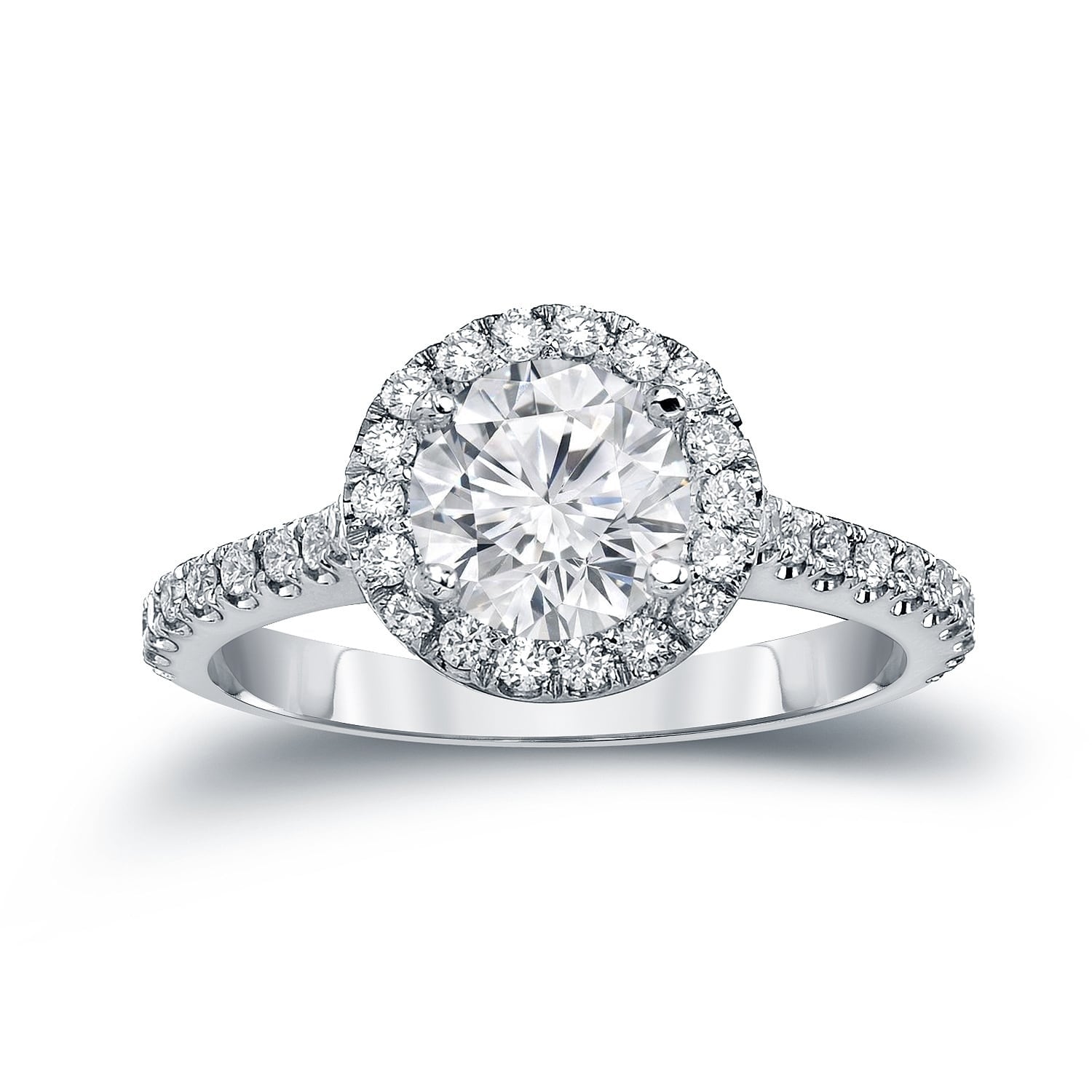 Auriya 1 7 8Ctw Round Diamond Halo Engagement Ring 14K Gold Certified