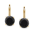 Auriya 1 2Ct To 4Ct Tw Round Black Diamond Solitaire Leverback Earrings 14K Yellow Gold