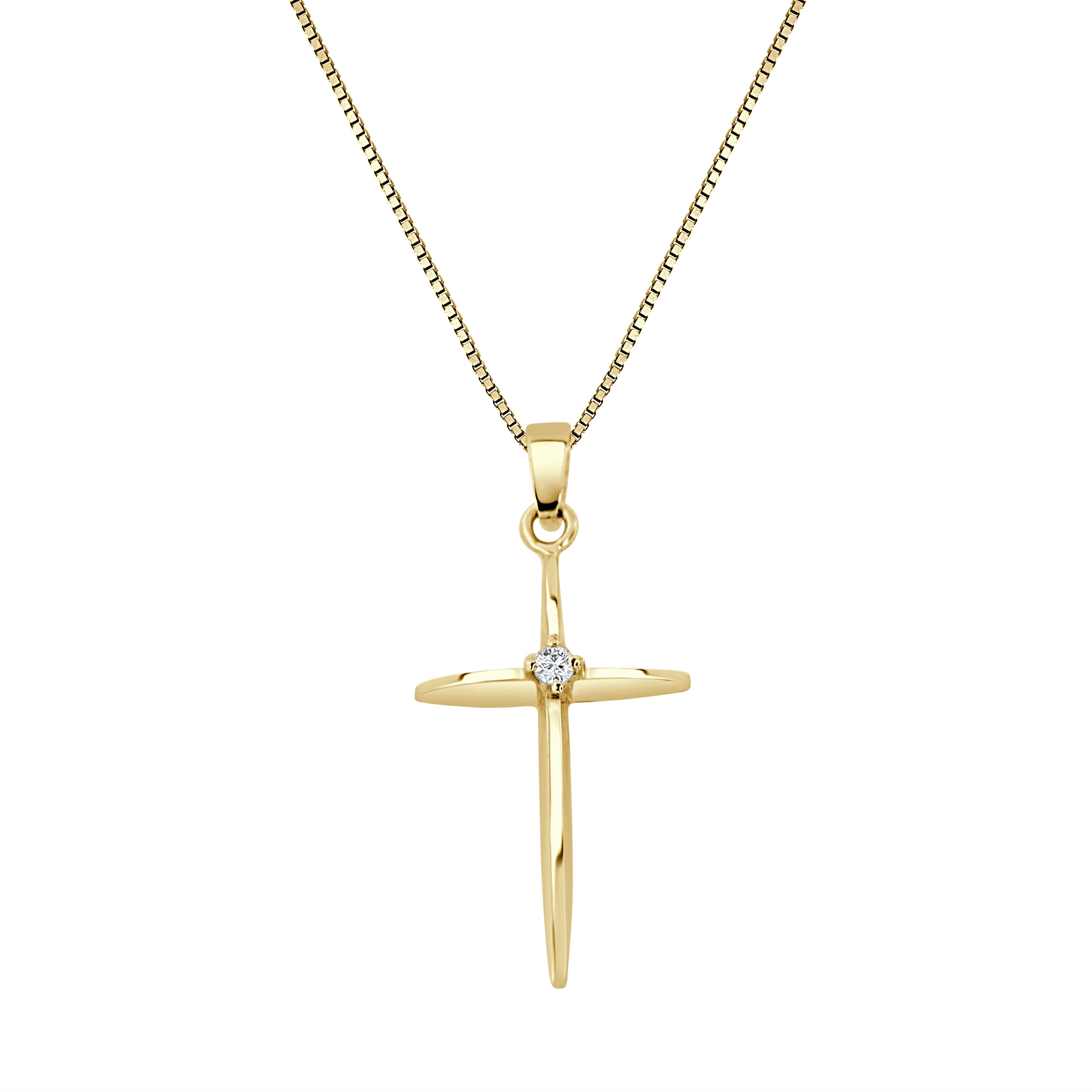 Auriya 10K Gold Diamond Accent Cross Necklace I J I2 I3