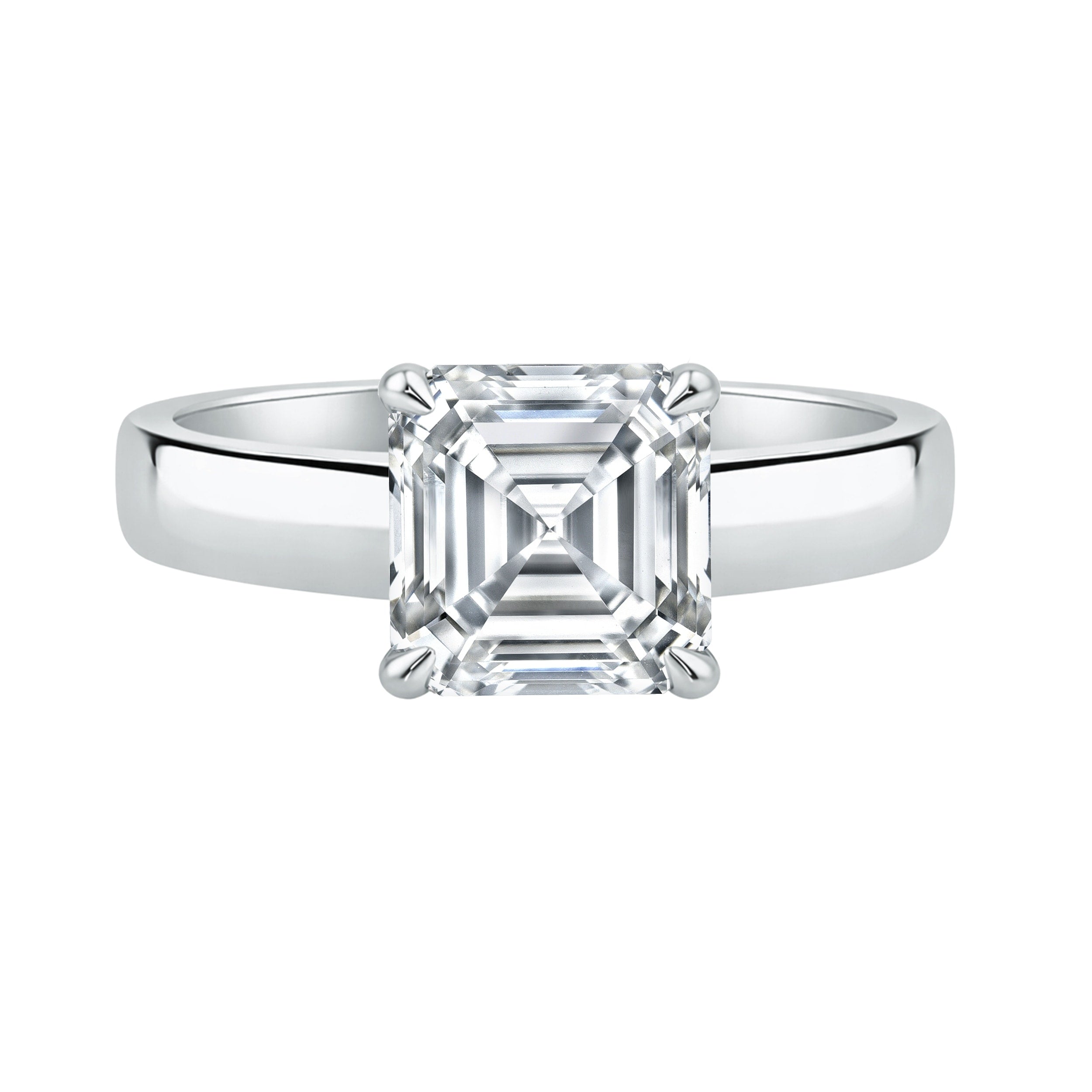 Auriya 14K Gold Asscher Lab Grown Diamond Cigar Band Engagement Ring 1.00 5.00Ct. Tw. F G Vs