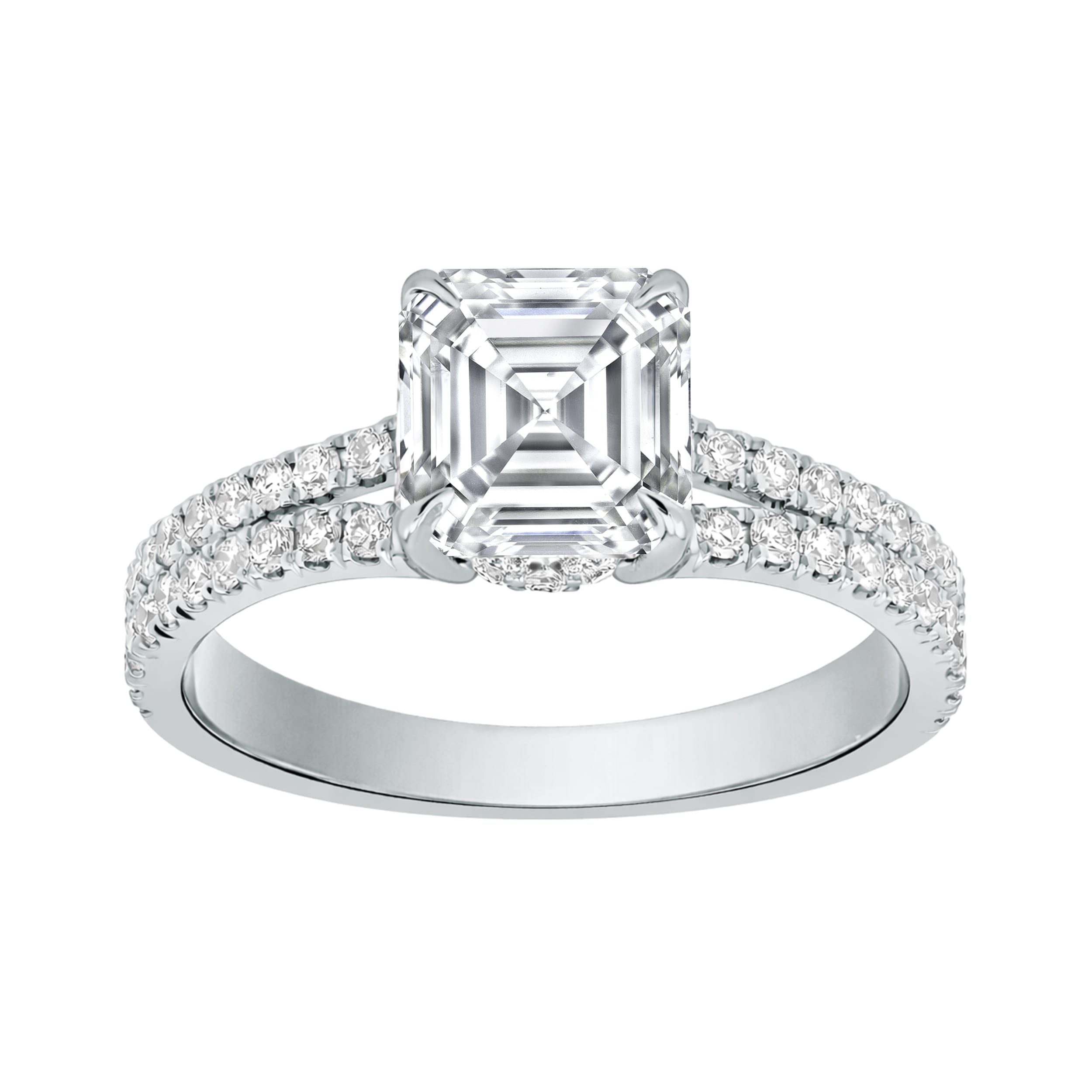 Auriya 14K Gold Asscher Lab Grown Diamond Split Shank Engagement Ring 1.43 5.86Ct. Tw. F G Vs