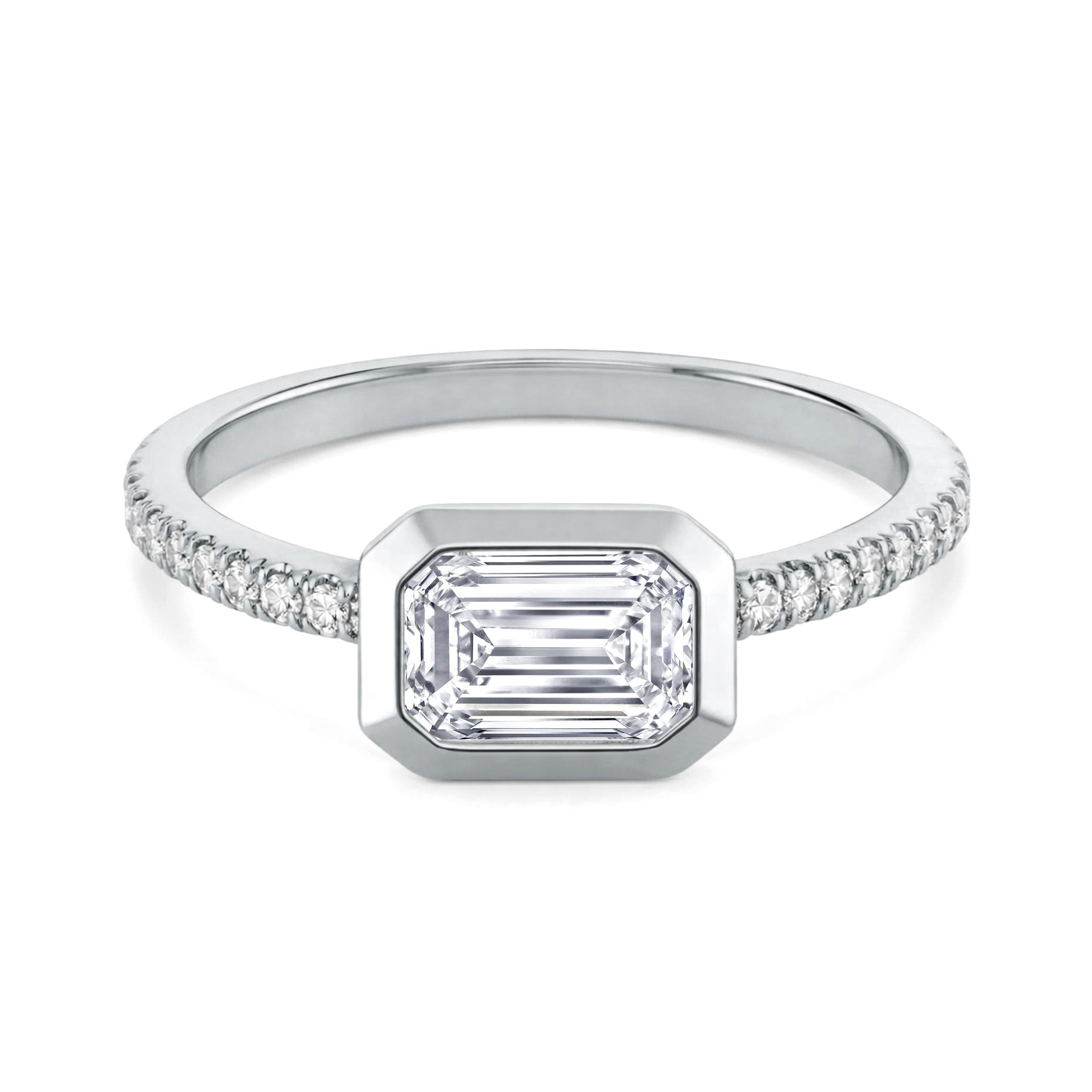 Auriya 14K Gold Bezel Emerald Diamond Engagement Ring 1.00 5.00Ct. Tw. F G Vs