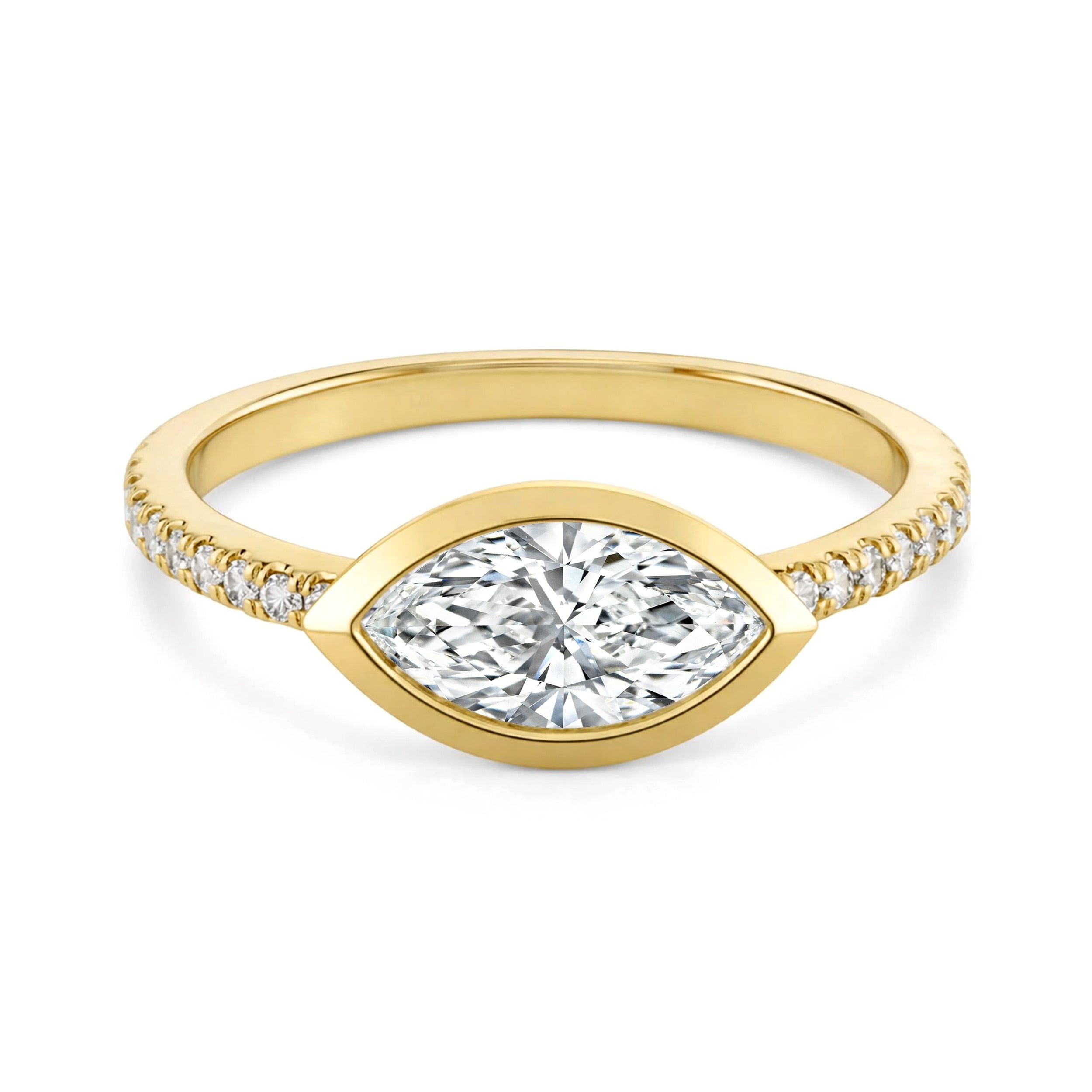 Auriya 14K Gold Bezel Marquise Diamond Engagement Ring 1.00 5.00Ct. Tw. F G Vs