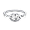 Auriya 14K Gold Bezel Oval Diamond Engagement Ring 1.00 5.00Ct. Tw. F G Vs