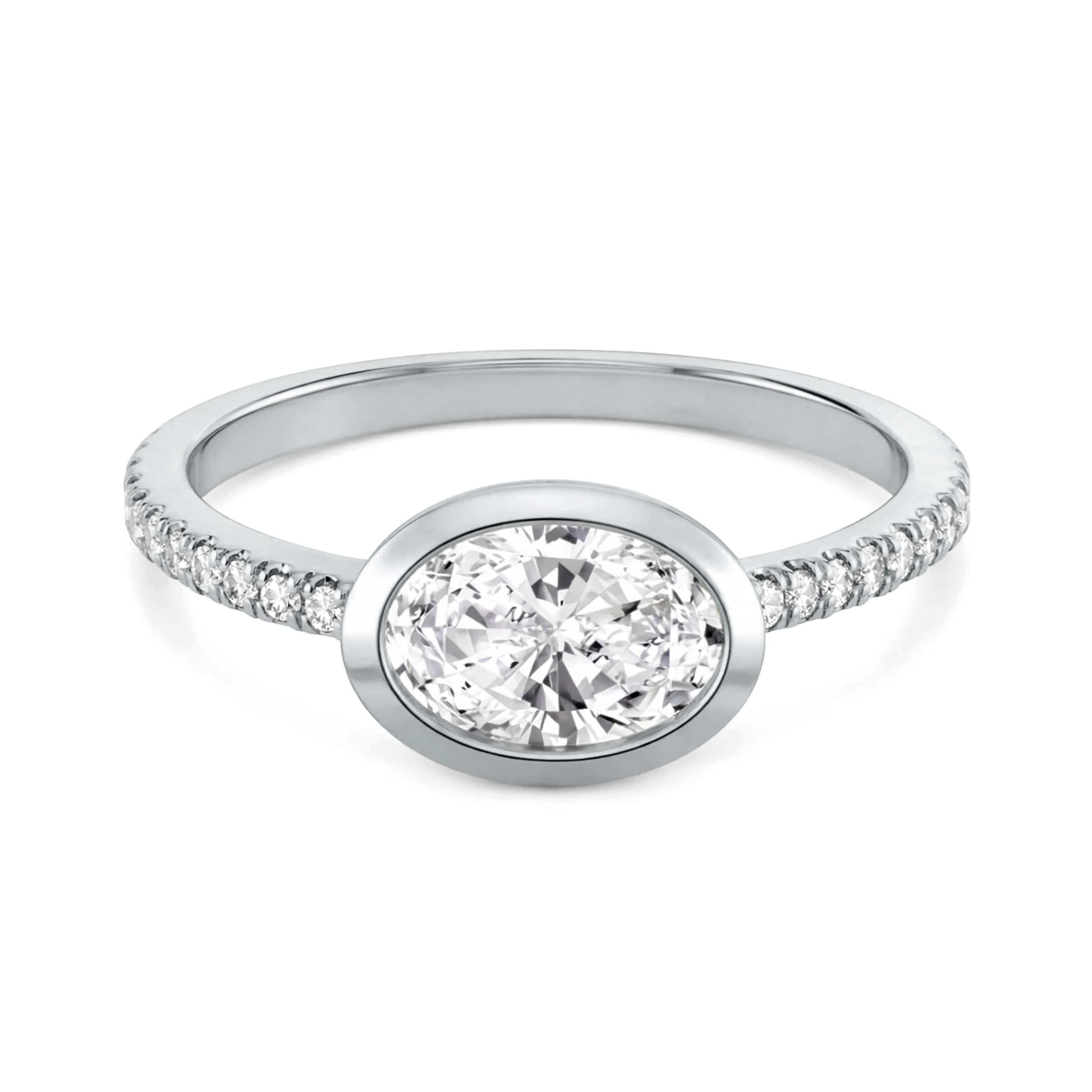 Auriya 14K Gold Bezel Oval Diamond Engagement Ring 1.00 5.00Ct. Tw. F G Vs