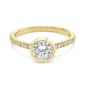 Auriya 14K Gold Bezel Round Diamond Engagement Ring 1.00 5.00Ct. Tw. F G Vs