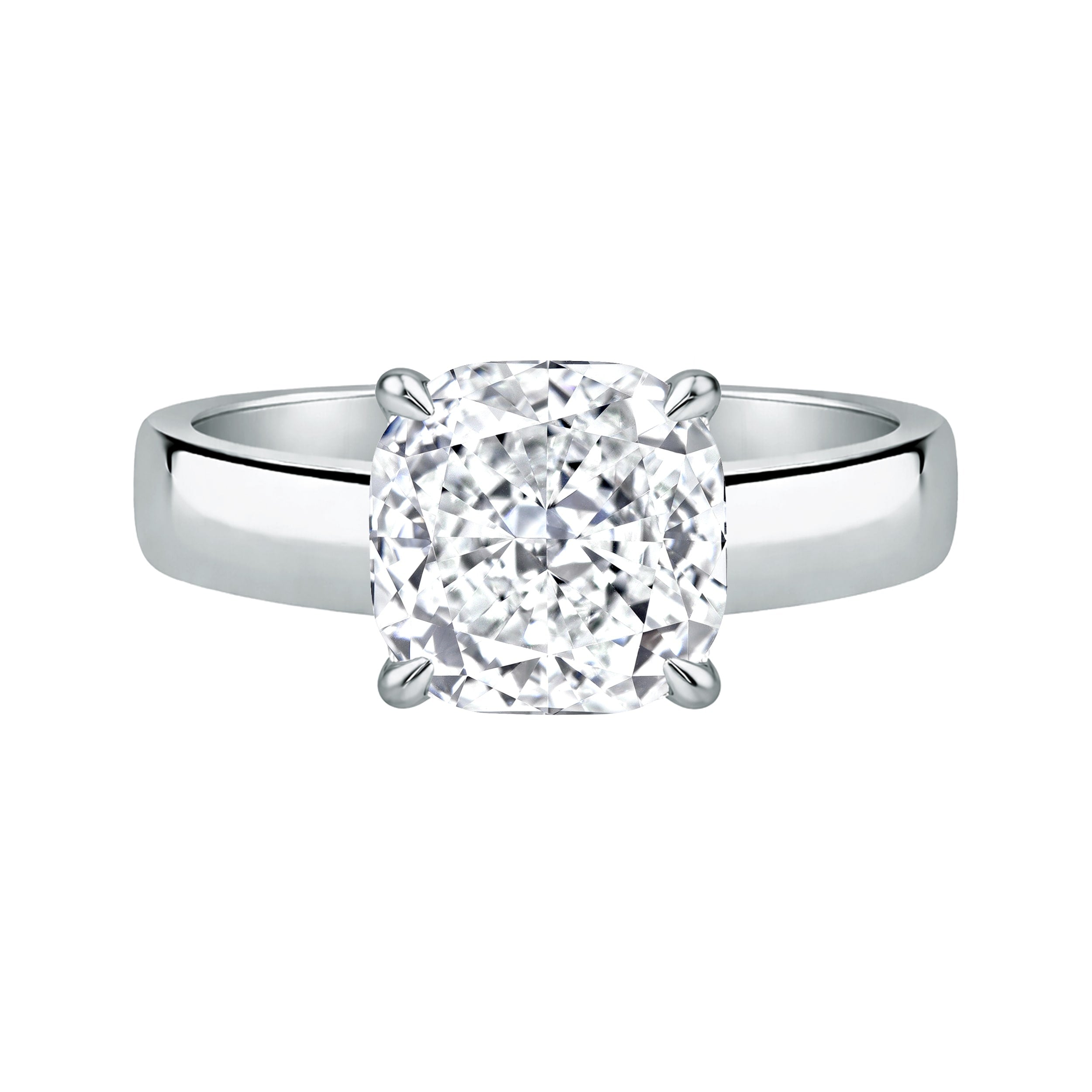 Auriya 14K Gold Cushion Lab Grown Diamond Cigar Band Engagement Ring 1.00 5.00Ct. Tw. F G Vs