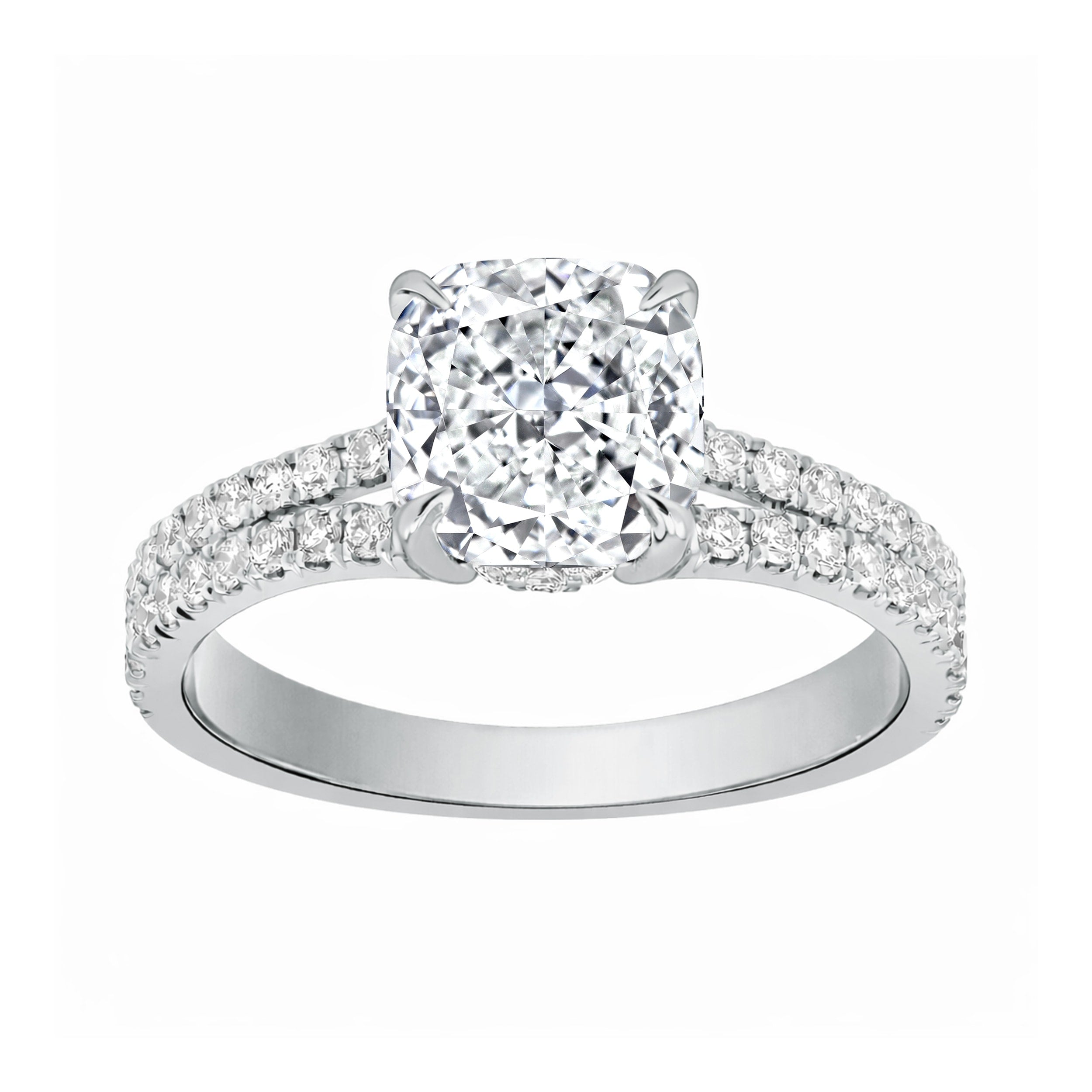 Auriya 14K Gold Cushion Lab Grown Diamond Split Shank Engagement Ring 1.43 5.86Ct. Tw. F G Vs