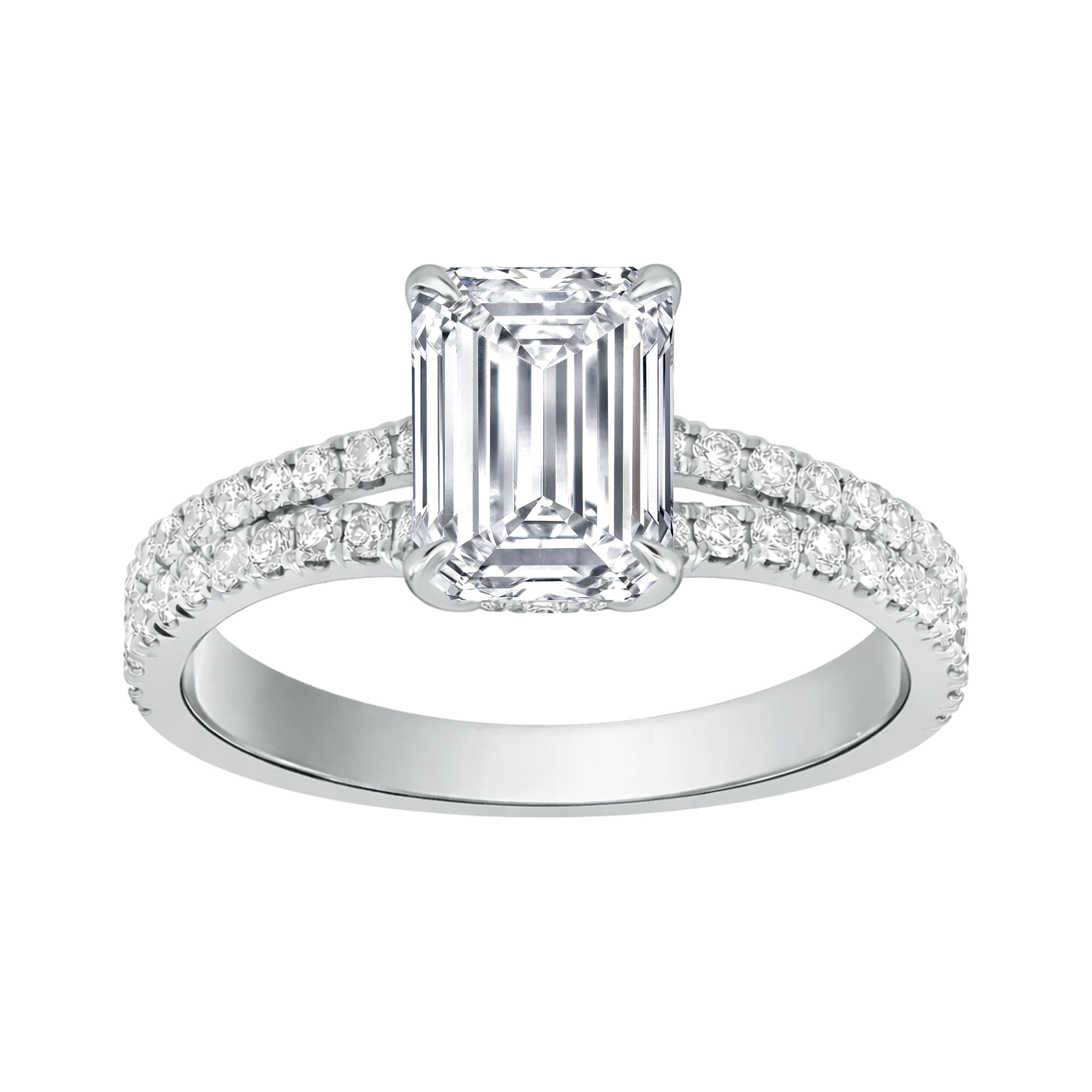 Auriya 14K Gold Emerald Lab Grown Diamond Split Shank Engagement Ring 1.43 5.86Ct. Tw. F G Vs