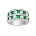Auriya 14K Gold Emerald And Lab Grown Diamond Channel Set Ring 1.71Ctw Lab Grown Diamond 1.57Ctw Emerald