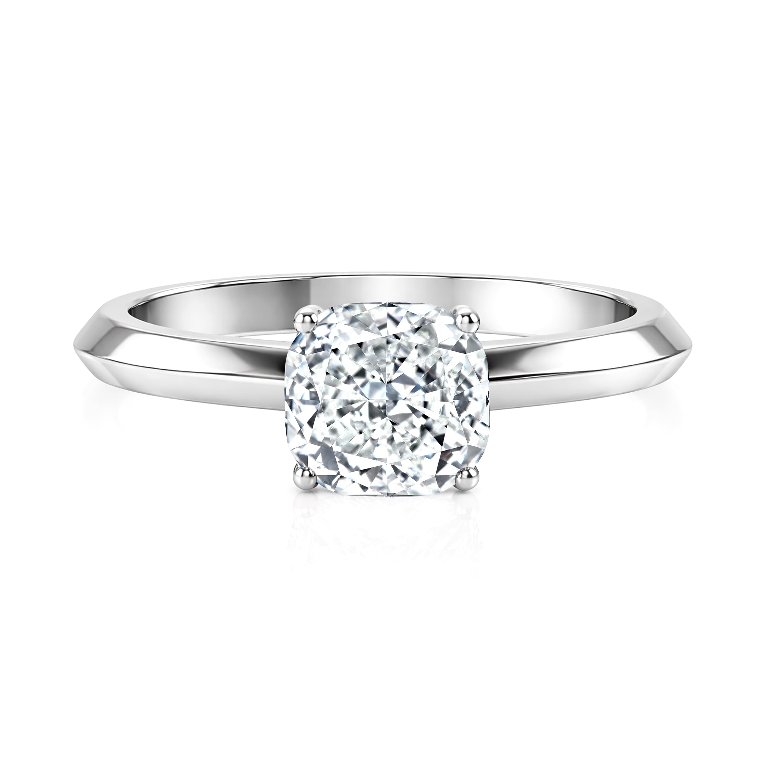 Auriya 14K Gold Knife Edge Lab Grown Cushion Diamond Engagement Ring 1.00 5.00Ct. Tw. F G Vs