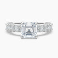 Auriya 14K Gold Lab Grown Diamond Asscher Cut Adorned Crescent Engagement Ring 3.19 7.19Ct. Tw. F G Vs