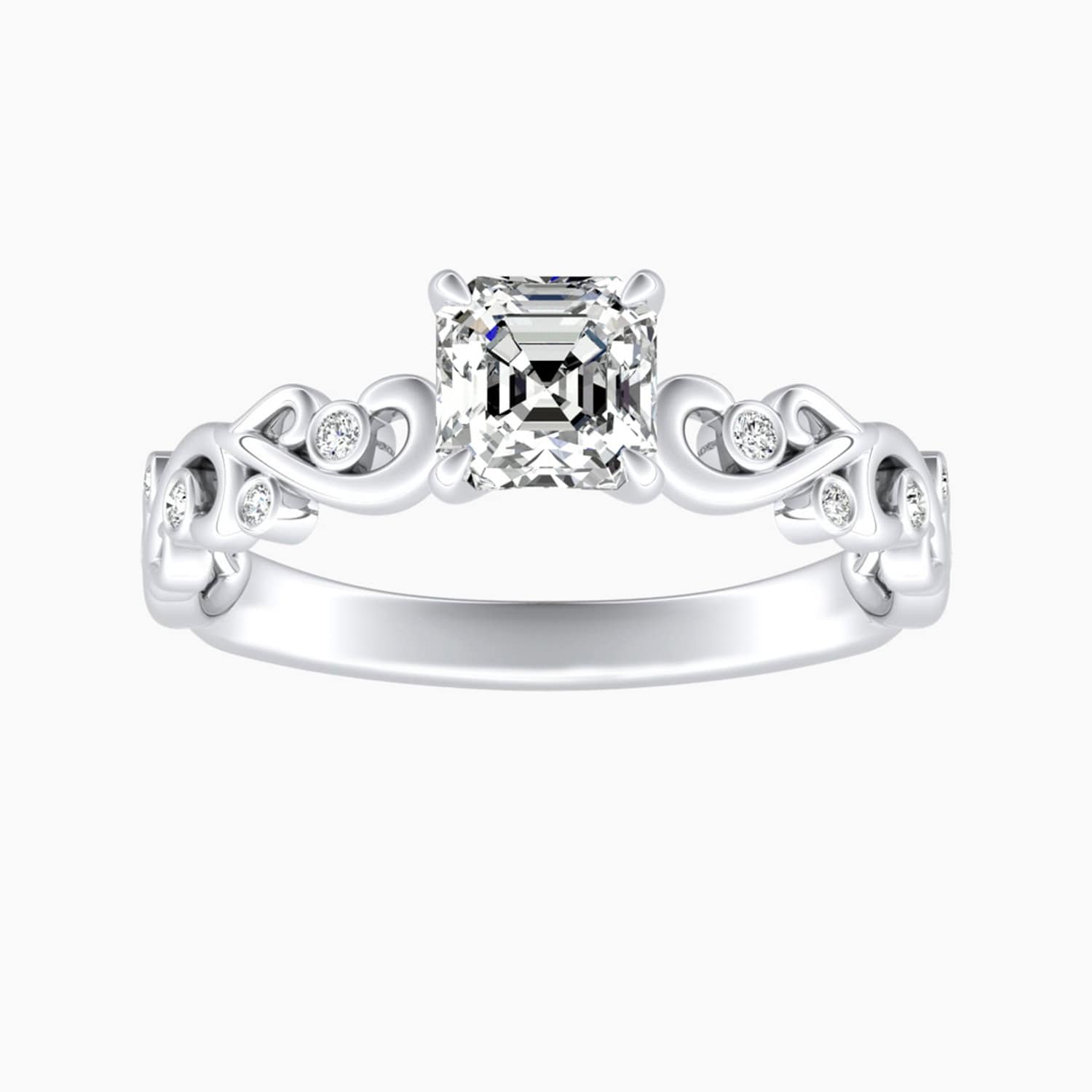 Auriya 14K Gold Lab Grown Diamond Asscher Cut Bezel Vine Engagement Ring 1.05 5.05Ct. Tw. F G Vs