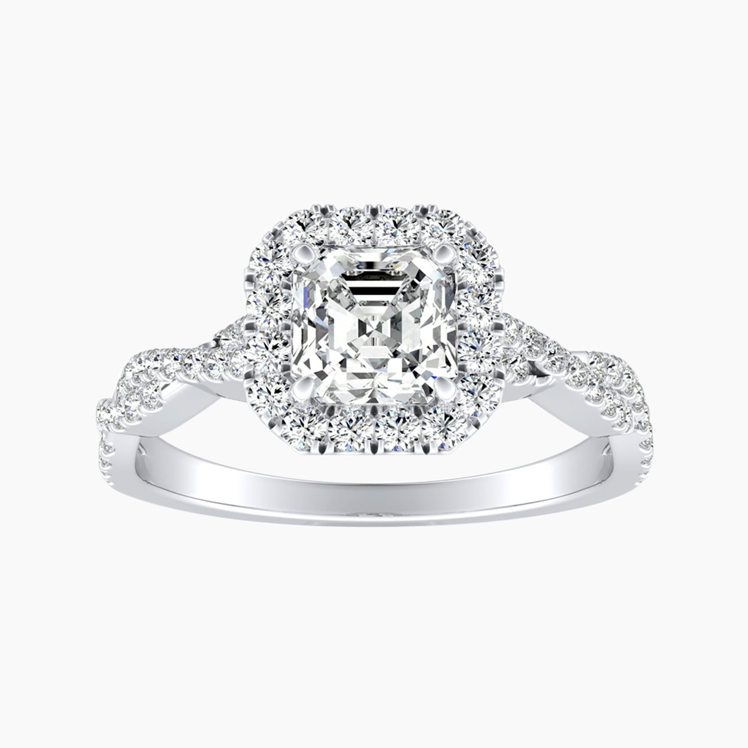 Auriya 14K Gold Lab Grown Diamond Asscher Cut Braided Halo Engagement Ring 1.35 5.35Ct. Tw. F G Vs