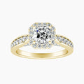 Auriya 14K Gold Lab Grown Diamond Asscher Cut Cathedral Bead Bright Halo Engagement Ring 1.52 5.52Ct. Tw. F G Vs