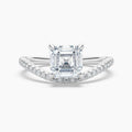 Auriya 14K Gold Lab Grown Diamond Asscher Cut Curved Band Engagement Ring 1.27 5.27Ct. Tw. F G Vs