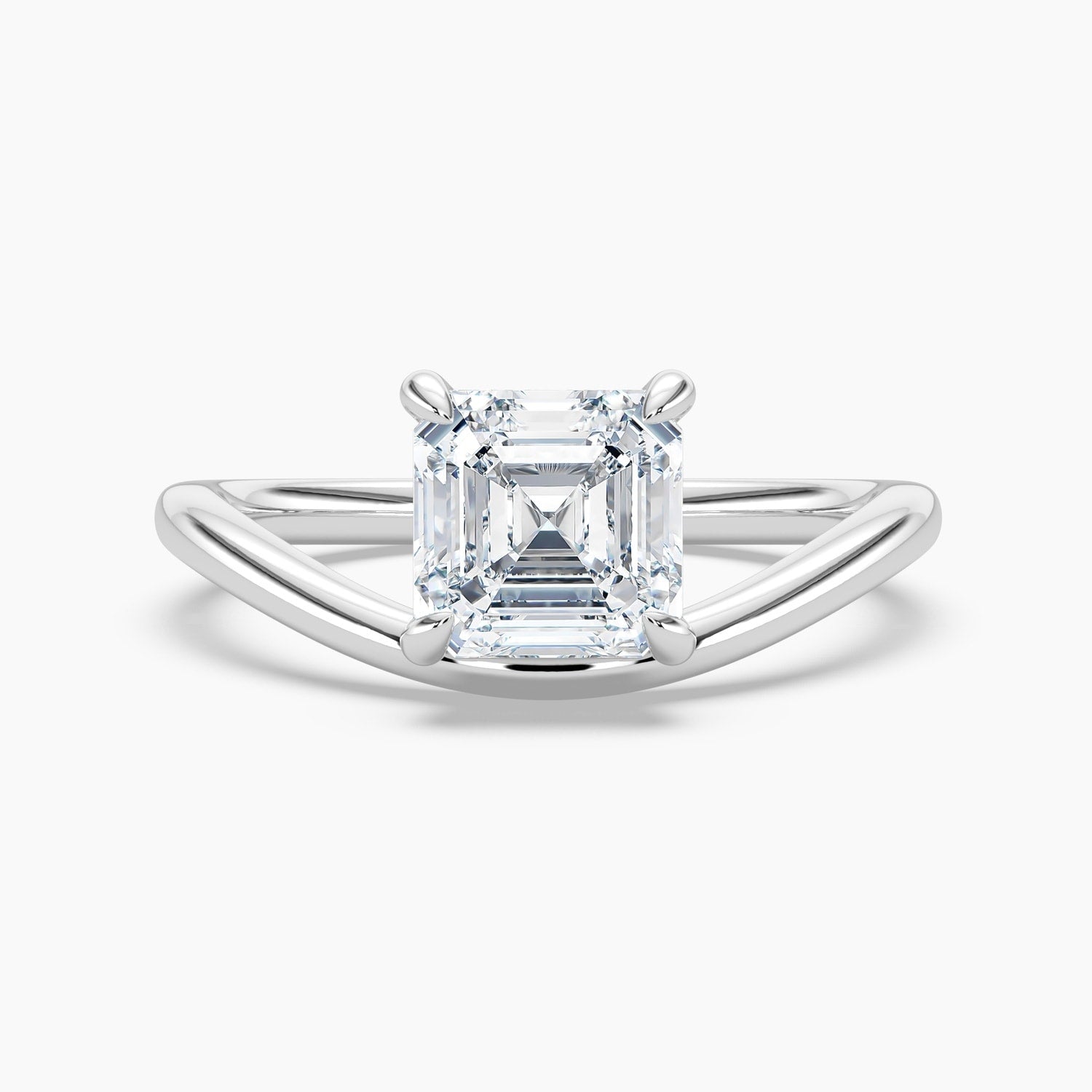 Auriya 14K Gold Lab Grown Diamond Asscher Cut Curved Solitaire Engagement Ring 1.00 5.00Ct. Tw. F G Vs