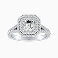 Auriya 14K Gold Lab Grown Diamond Asscher Cut Double Halo Split Shank Engagement Ring 1.50 5.50Ct. Tw. F G Vs