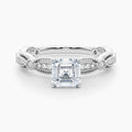 Auriya 14K Gold Lab Grown Diamond Asscher Cut Everlace Milgrain Accent Engagement Ring 1.20 5.20Ct. Tw. F G Vs
