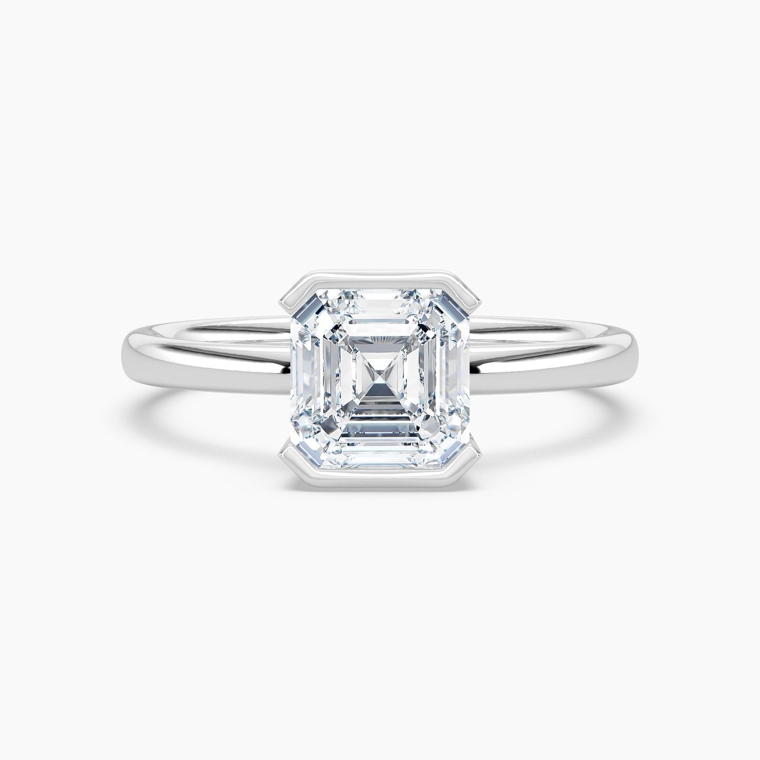 Auriya 14K Gold Lab Grown Diamond Asscher Cut Half Bezel Solitaire Engagement Ring 1.00 5.00Ct. Tw. F G Vs