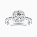 Auriya 14K Gold Lab Grown Diamond Asscher Cut Halo Tapered Engraved Engagement Ring 1.40 5.40Ct. Tw. F G Vs