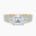 Auriya 14K Gold Lab Grown Diamond Asscher Cut Luxe Graduated Oval Engagement Ring 3.05 7.05Ct. Tw. F G Vs