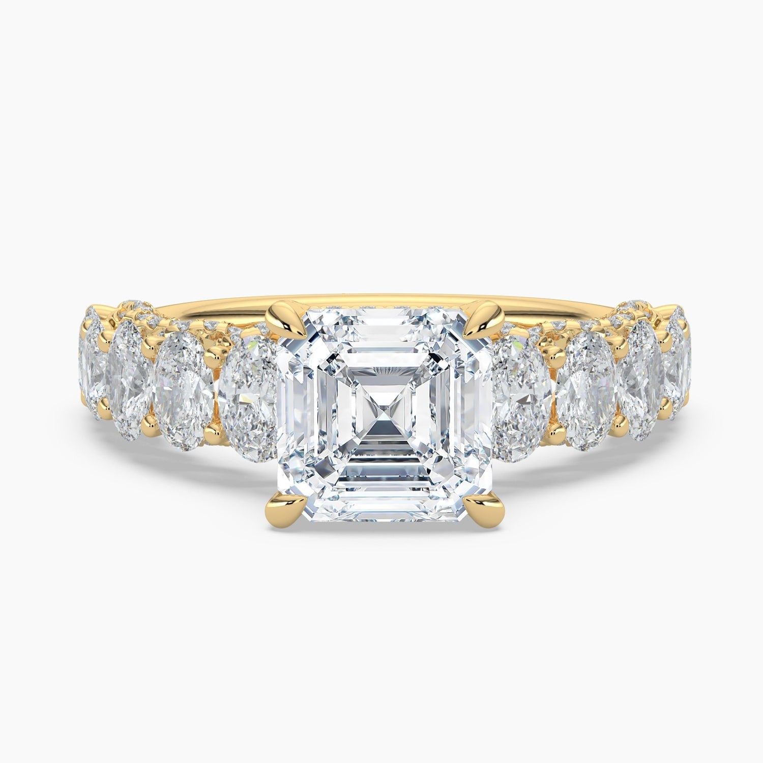 Auriya 14K Gold Lab Grown Diamond Asscher Cut Luxe Graduated Oval Engagement Ring 3.05 7.05Ct. Tw. F G Vs