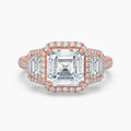 Auriya 14K Gold Lab Grown Diamond Asscher Cut Luxe Three Stone Baguette Accent Engagement Ring 2.49 6.49Ct. Tw. F G Vs