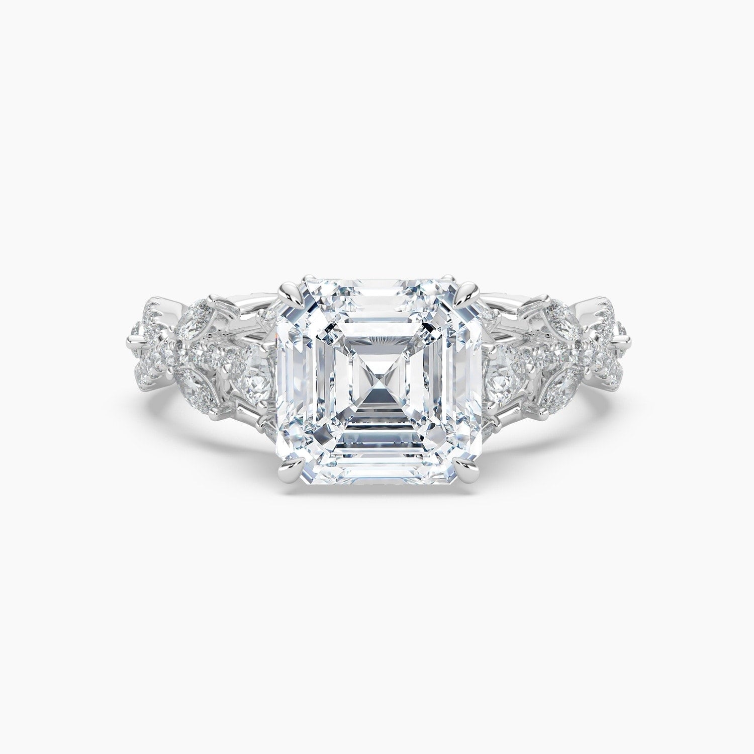 Auriya 14K Gold Lab Grown Diamond Asscher Cut Luxe Twisted Vine Engagement Ring 1.61 5.61Ct. Tw. F G Vs