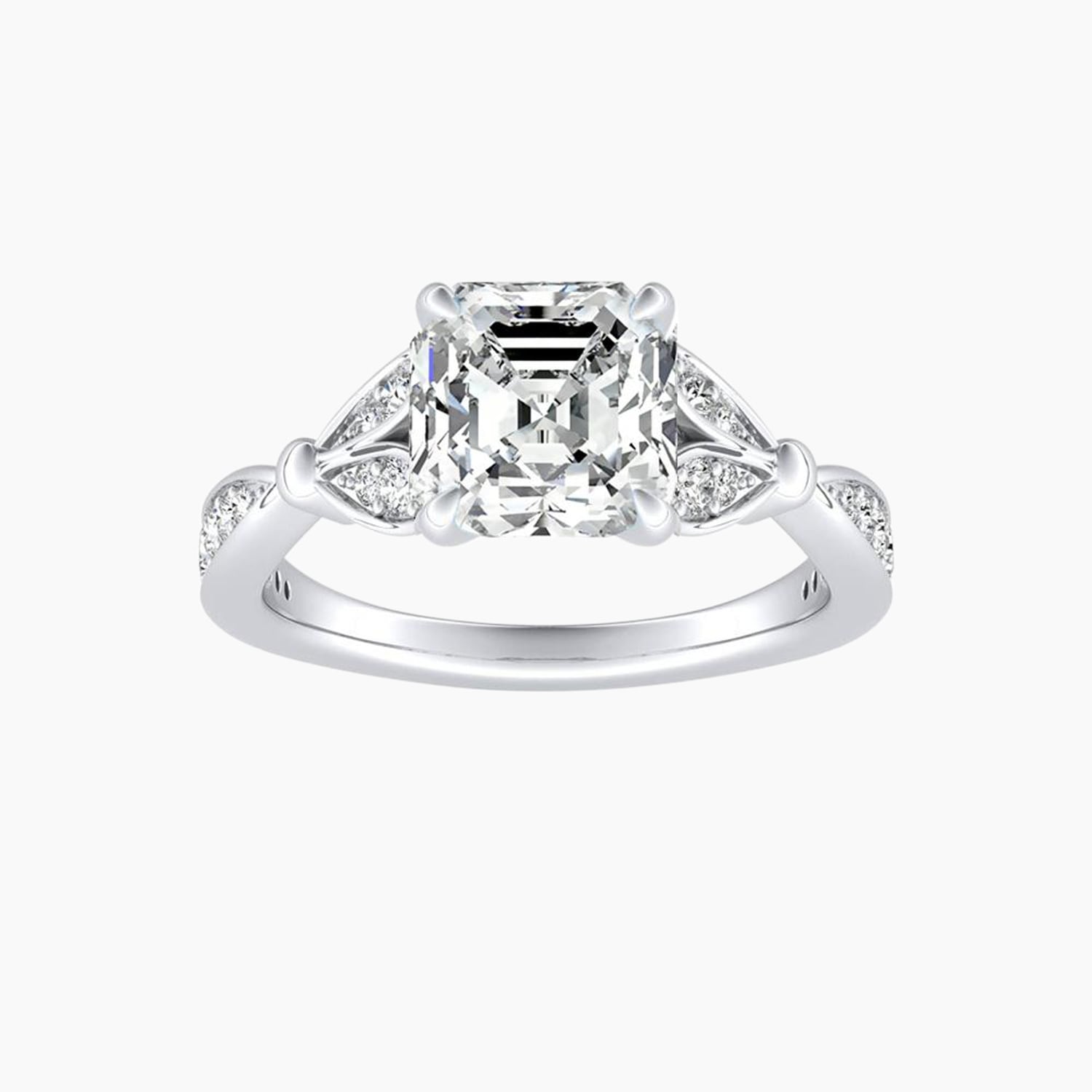 Auriya 14K Gold Lab Grown Diamond Asscher Cut Nature Inspired Split Shank Engagement Ring 1.24 5.24Ct. Tw. F G Vs