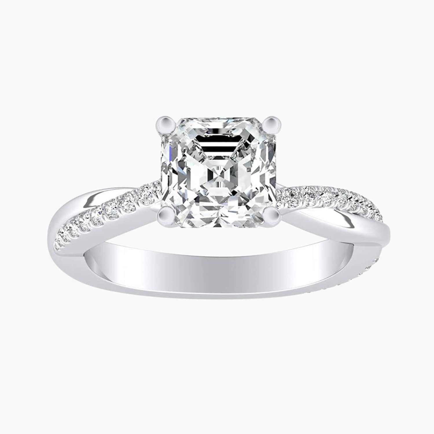 Auriya 14K Gold Lab Grown Diamond Asscher Cut Near Eternity Twist Engagement Ring 1.19 5.19Ct. Tw. F G Vs