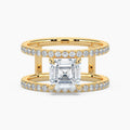 Auriya 14K Gold Lab Grown Diamond Asscher Cut Open Double Band Engagement Ring 1.63 5.63Ct. Tw. F G Vs