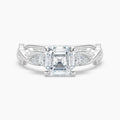 Auriya 14K Gold Lab Grown Diamond Asscher Cut Thorn Vine Three Stone Hidden Halo Engagement Ring 1.34 5.34Ct. Tw. F G Vs