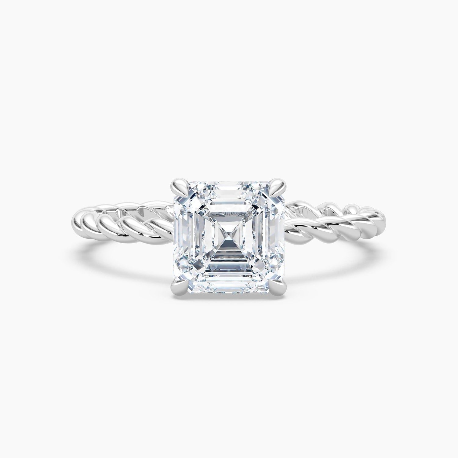 Auriya 14K Gold Lab Grown Diamond Asscher Cut Twisted Hidden Halo Engagement Ring 1.04 5.04Ct. Tw. F G Vs