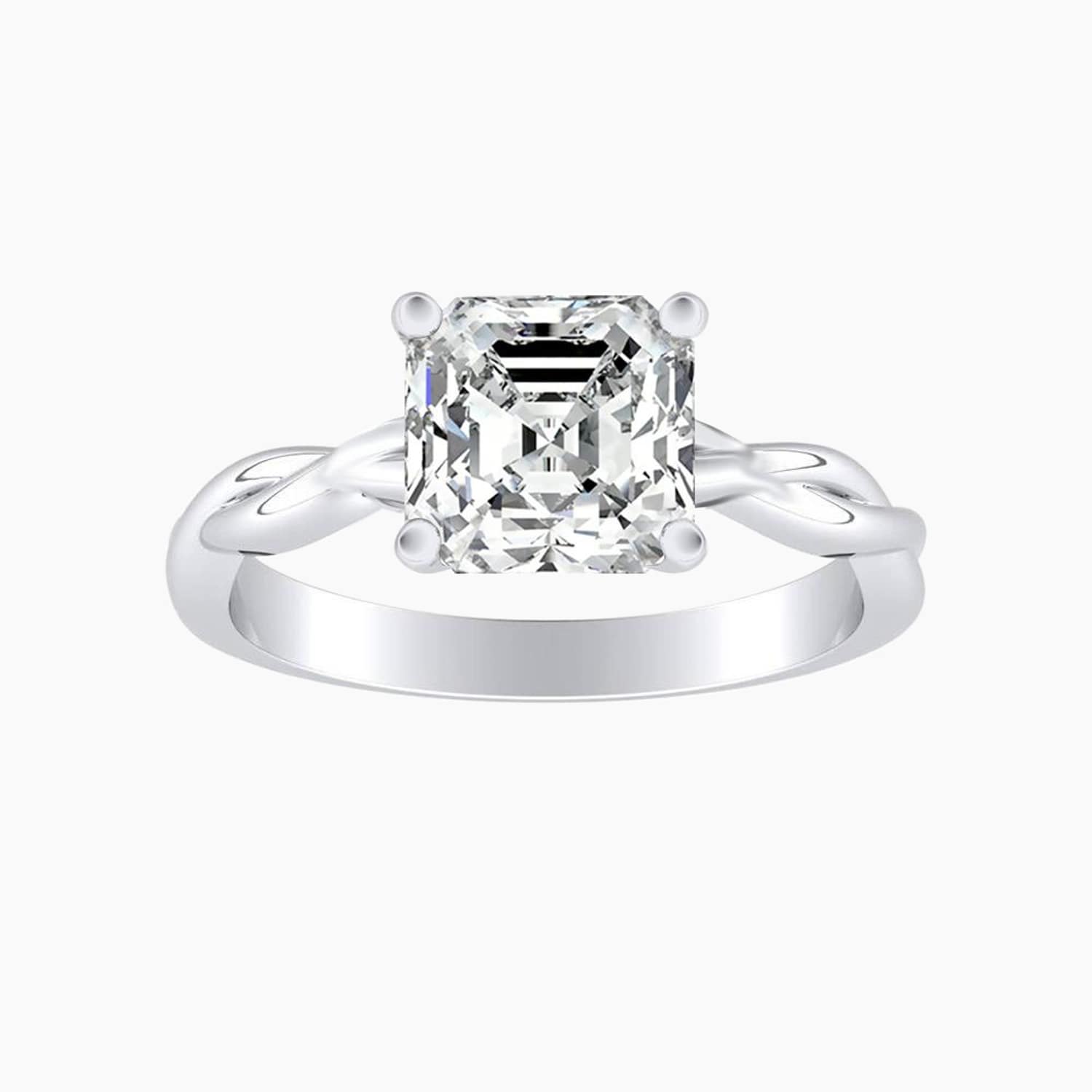 Auriya 14K Gold Lab Grown Diamond Asscher Cut Twisted Solitaire Engagement Ring 1.00 5.00Ct. Tw. F G Vs