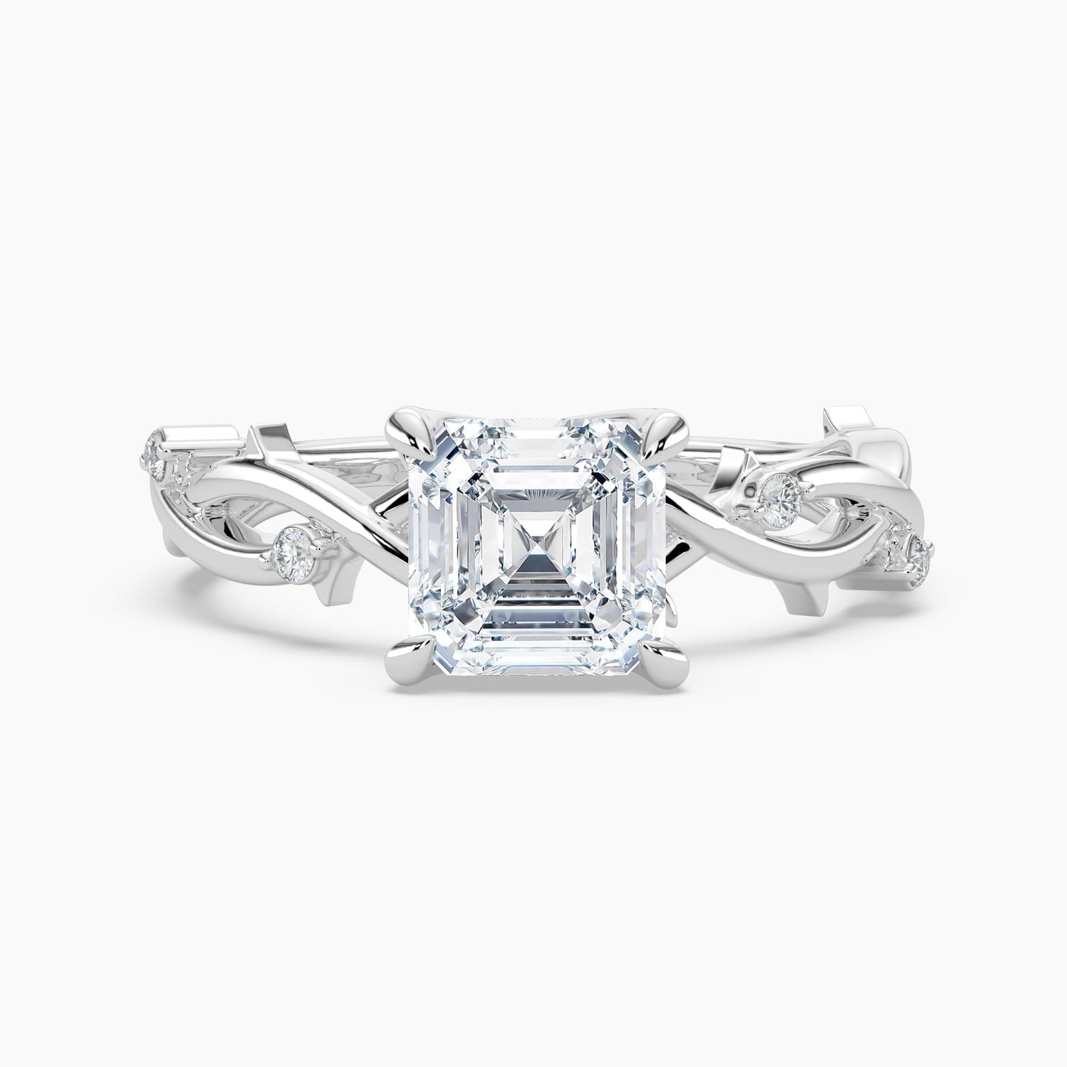 Auriya 14K Gold Lab Grown Diamond Asscher Cut Twisted Vine Engagement Ring 1.03 5.03Ct. Tw. F G Vs