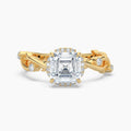 Auriya 14K Gold Lab Grown Diamond Asscher Cut Twisted Vine Loop Halo Engagement Ring 1.18 5.18Ct. Tw. F G Vs