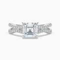 Auriya 14K Gold Lab Grown Diamond Asscher Cut Wavy Split Shank Engagement Ring 1.45 5.45Ct. Tw. F G Vs