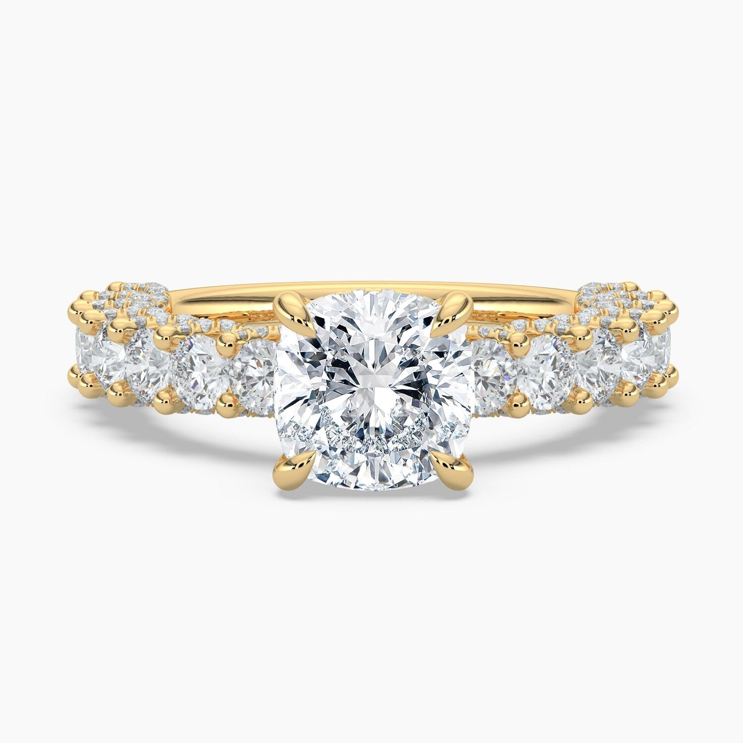 Auriya 14K Gold Lab Grown Diamond Cushion Cut Adorned Crescent Engagement Ring 3.19 7.19Ct. Tw. F G Vs