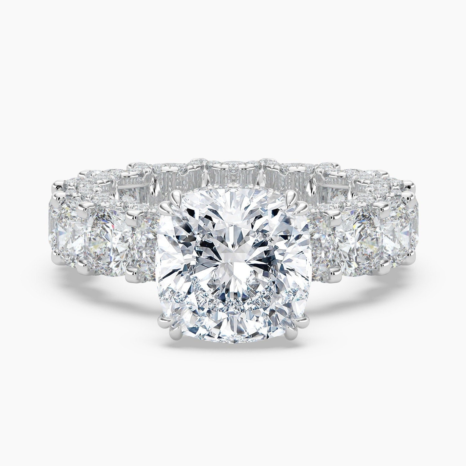 Auriya 14K Gold Lab Grown Diamond Cushion Cut Adorned Round Crescent Eternity Engagement Ring 6.33 10.33Ct. Tw. F G Vs